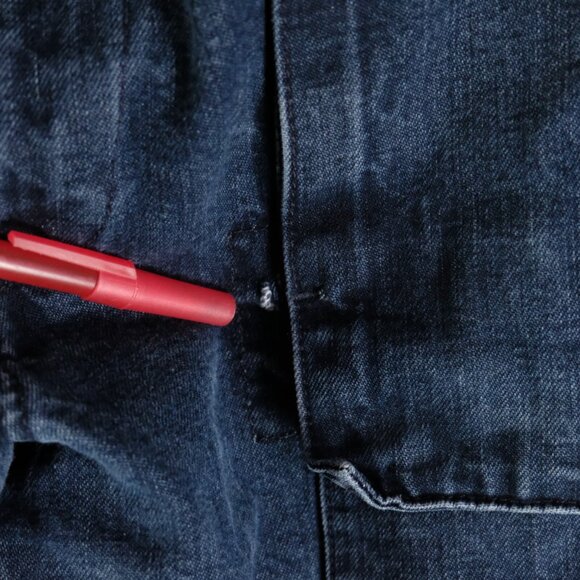 Vintage Gap Jeans Womens 36 Blue Utility Dark Wash Baggy Y2K Denim Heavyweight - Picture 12 of 14